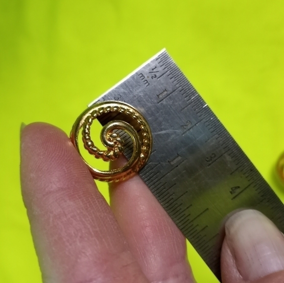 Swirl goldtone button post earrings - Picture 3 of 3